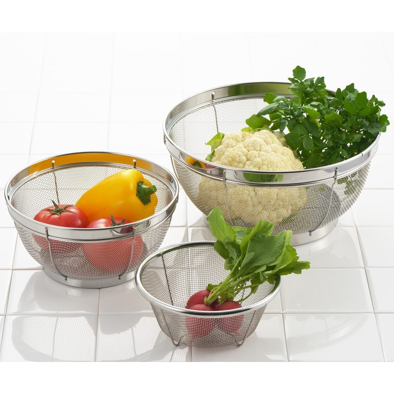 Yoshikawa Colander, 3-piece (5.9, 7.5, 9.8 inches (15, 19, 25