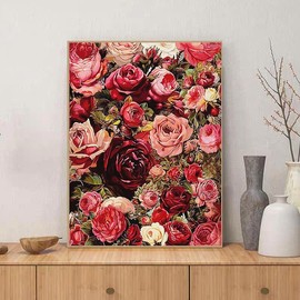 ZRIZQ Rose Paint by Number for Adults Beginners,12" Wx16 L Canvas for Painting Kits for Adults in Colorful Box,Paint by Numbers for Home Wall Art Decor-