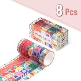 Mr. Pen- Washi Tape Set, 8 Rolls, Assorted Sizes, 5 Yards/Roll, Washi Tape for Scrapbook, Arts, Crafts, Journals and Planners, Geo Labyrinth