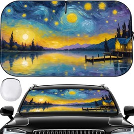 Car Windshield Sun Shade - Reflector Sunshade Offers Ultimate Protection for Car Interior, Cool Reflective Sun Blocker Fits Small Sedans, Mini SUVs