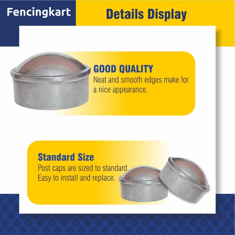 FENCINGKART Aluminium Dome Post Caps for Chain Link Fence, 2-3/8