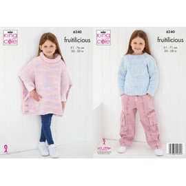 King Cole 6240 Knitting Pattern Childrens Poncho and Sweater in Fruitilicious