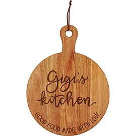 Primitives By Kathy Gigi's Kitchen Food Made With Love Round Wooden Cutting Board 10 Inch