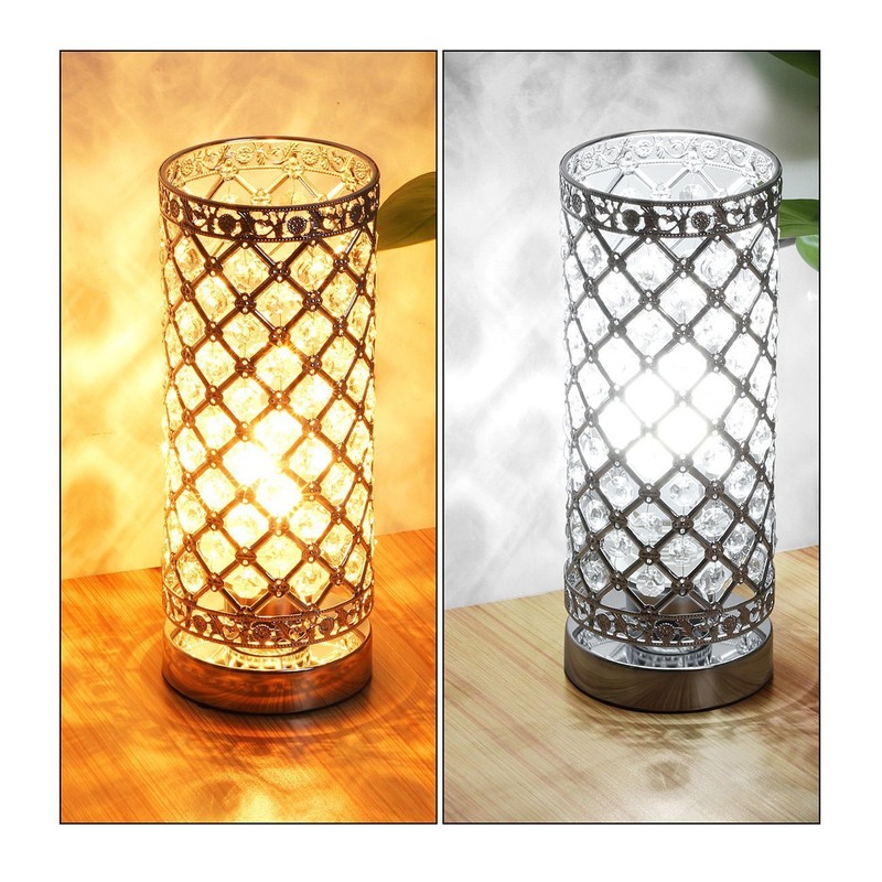 Crystal Table Lamp Touch Control Dimmable Accent Desk Lamp Bedside