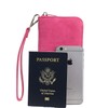Faux Leather Wallet Zip Around clutch Passport Wallet with Check