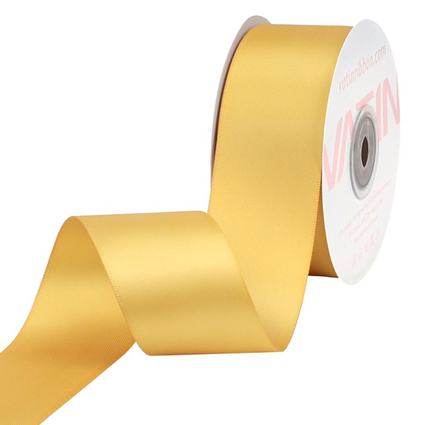 VATIN Double Face Light Gold Satin Ribbon 1-1/2" Continuous 25