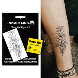 INKARTLINK Semi Permanent Tattoo, creative party flower tattoo, exquisite and realistic design, interesting tattoo experience, cruelty-free, non-reflective, waterproof (Morning Flower)