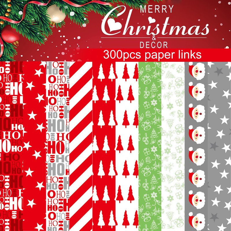 MIAHART 300Pcs Merry Christmas Paper Chains Festive Craft Paper Links