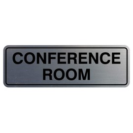 Letrero estándar para sala de conferencias, color plateado, pequeño paquete de 5