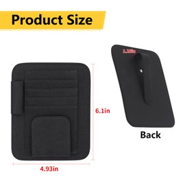 pauuooa Alcantara Material Car Sun Visor Organizer, Fits Most Vehicles, SUVs, and Trucks, Car Visor Storage Pocket, Sun Visor Pouch Case Bag for Sunglasses, Cards and Pens - 4 Card Slots - Black