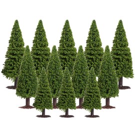 BESPORTBLE 15 Pcs Green Scenery Landscape Model Cedar Trees (5pcs 1:150, 5pcs 1:100, 5pcs 1:200)