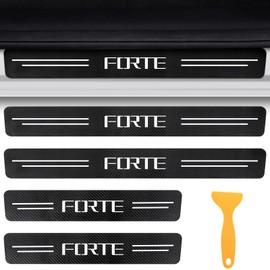 CHIYLE Door Sill Protectors for Kia Forte LX & GT & GT-Line & LXS & EX, Carbon Fiber Leather Front/Rear Door Sill Sticker for Kia Forte LX & GT & GT-Line & LXS & EX Accessores 2014-2025(White)