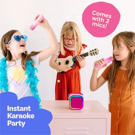 Move2Play, Mini Karaoke Machine for Kids | Built-in 20+ Songs | Bluetooth Speaker with Microphones | Voice Effects | Toddler Music Toy | Christmas Stocking Stuffer | Girls & Boys Age 2, 3, 4, 5, 6+
