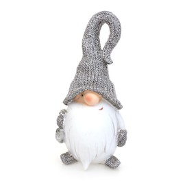 TEMPELWELT Decorative Gnome Figurine, 16 cm, Polystone, Grey White, Funny Gnome Figurine, Winter Christmas Winter Decoration, Winter Gnome