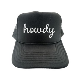 Western Trucker Hat/Howdy/Cowboy Snapback/Otto Cap/Adjustable Strap (Black)