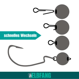 ELBFANG Cheburaschka Set | 60 Pieces with Box (12g/14g/18g/21g/) | Includes 20 Offset Hooks | Texas Rig Jig Heads Set