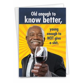 NobleWorks - 1 Funny Happy Birthday Greeting Card - Retro Man Humor, Notecard Talk Bubbles - Know Better C9342BDG-ET