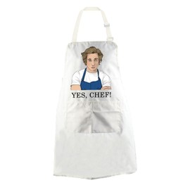 WCGXKO TV Show Inspired Kitchen Apron Bear Graphic Gift Yes, Chef! Housewarming Gift for Cooking Baking Grilling (Yes Chef Apron CA)