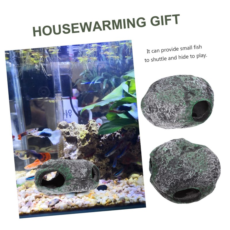 Kisangel Realistic 1pc Aquarium Cave Ornament Fish Tank Accessories Stone
