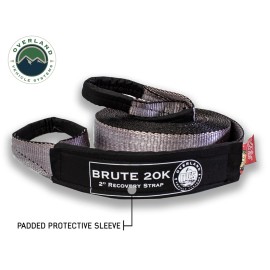 Overland Vehicle Systems Tow Strap 20,000 lb. 2" x 30' Gray With Black Ends & Storage Bag