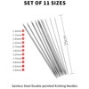 11 Sizes 10" 25CM Stainless Steel Double Pointed Knitting Needles