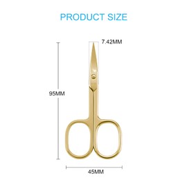 LIVINGO Professional Nail Cutter Scissors, Multi-purpose Sharp Curved Blade Stainless Steel Manicure Cuticle Pedicure Fingernail & Toenail Grooming Tool with Case, Eyebrows/Eyelash Use, 3.5” Gold