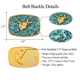 BBOTEN Vintage Turquoise Belt Buckle Women Men Western Cowgirl Cowboy Belt Buckle Rodeo Bull Belt Buckles for Women
