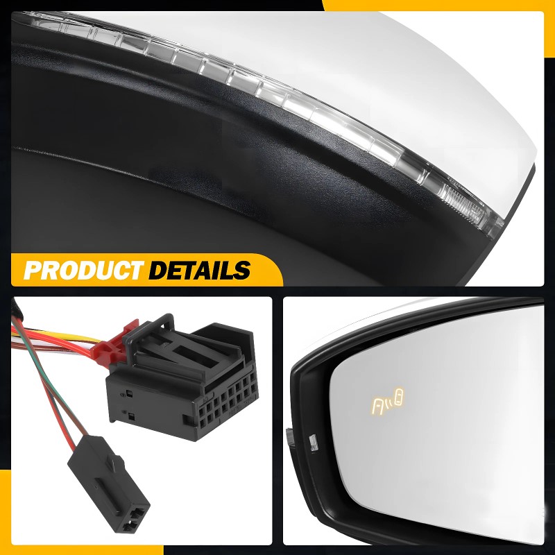 Unbranded White Driver Side Mirror W/Blind Spot Heated For VW