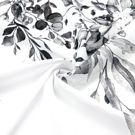 Gibelle Extra Long Shower Curtain 72 x 84, Black and White Floral Shower Curtain, Watercolor Plant Eucalyptus Leaves Fabric Shower Curtain Set with Hooks