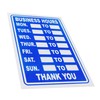 3 x Business Hours Sign Blue High Contrast Opening Closing