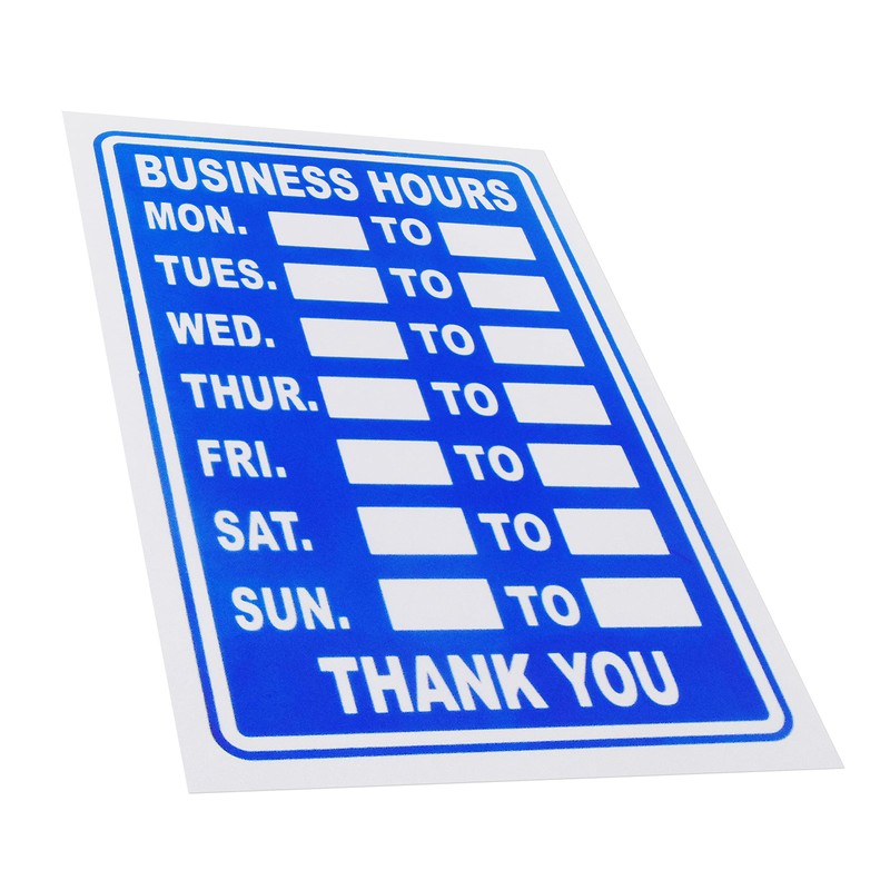3 x Business Hours Sign Blue High Contrast Opening Closing