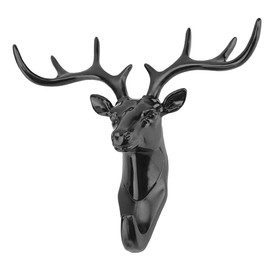 Cyrank Wall Mount Coat Hook, Coat Hook, Deer Antler Key Holder, Hanging Towel, Key Clothes Rack, Hanger Rack Holder for Living Room, Bathroom (Black)