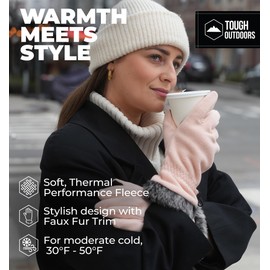 Fleece Gloves with Touchscreen - Warm Men's & Women's Winter Gloves - Thermal Fleece Lined Gloves Cold Weather for Running