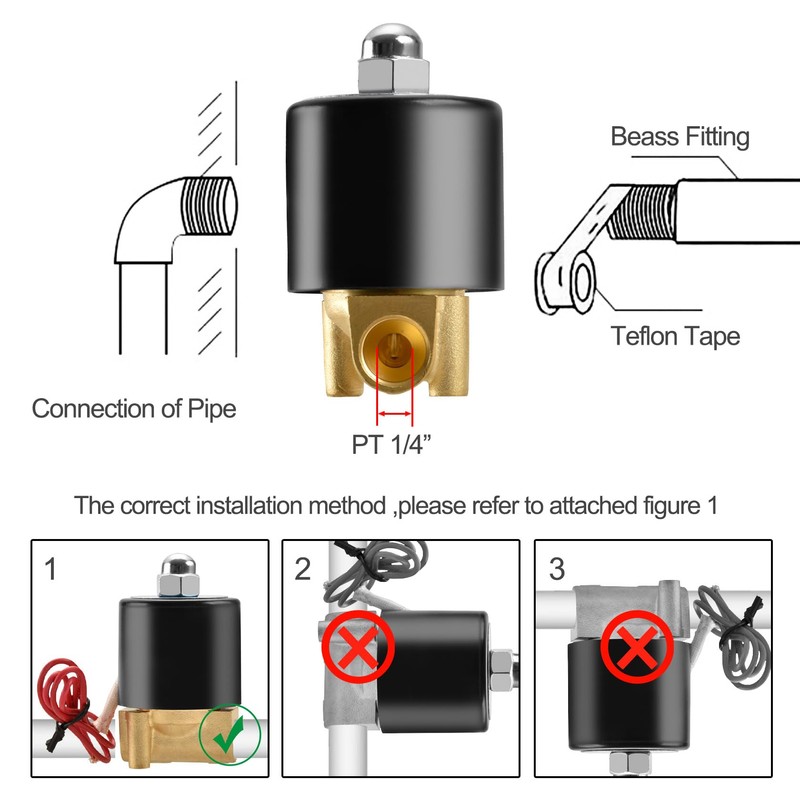 Heschen Brass Electric Solenoid Valve, 2W-025-08, PT1/4'', AC220V, Direct Action