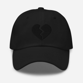 Edge of Life Designs Goth Black Broken Heart Valentines Day Embroidered Baseball Cap Dad hat - Black