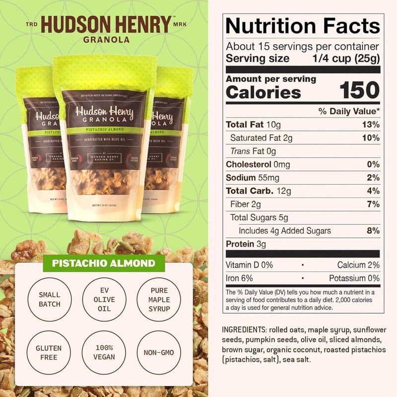 Hudson Henry Pistachio Almond Granola | Gluten Free Granola with