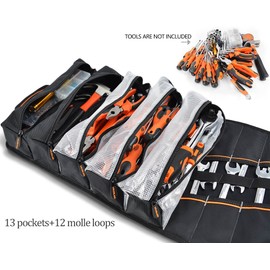 WELKINLAND Men's Tool Roll Organizer, Roll-Up Bag for Mechanics, Electricians & Motorcyclists