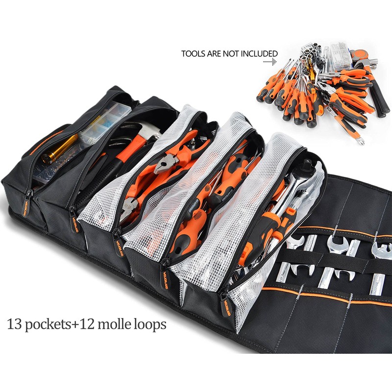 WELKINLAND Men's Tool Roll Organizer, Roll-Up Bag for Mechanics, Electricians