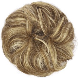 FESHFEN Messy Bun Hair Piece - 1 PCS Elastic Wavy Curly Hair Bun Scrunchies Extensions Synthetic Chignon Hairpieces for Women, Sand 1.5 oz