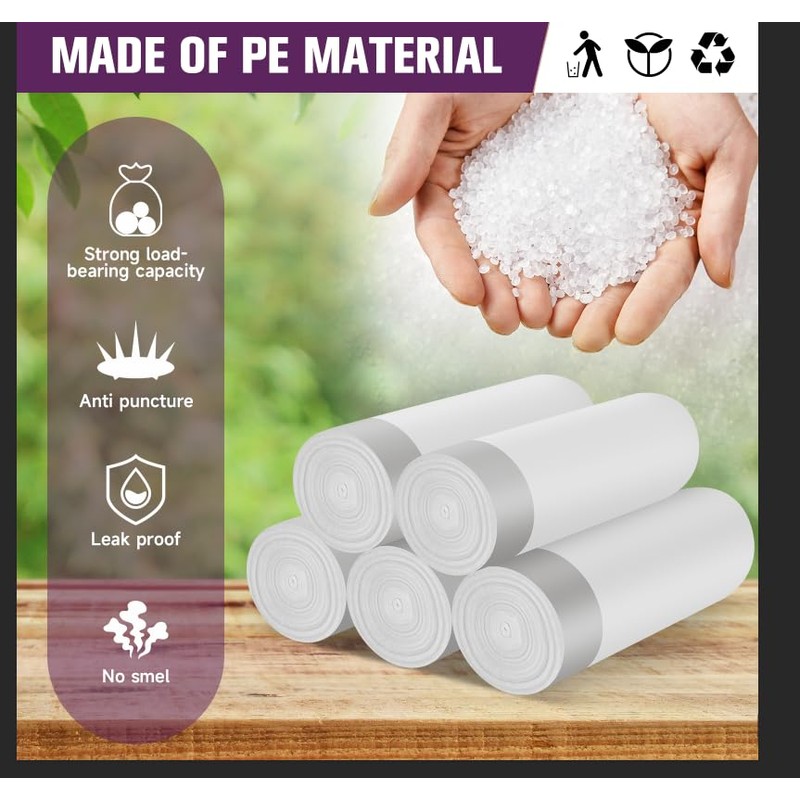 2.6-Gallon Trash Bags Heavy Duty - Heihaily Drawstring Kitchen Garbage