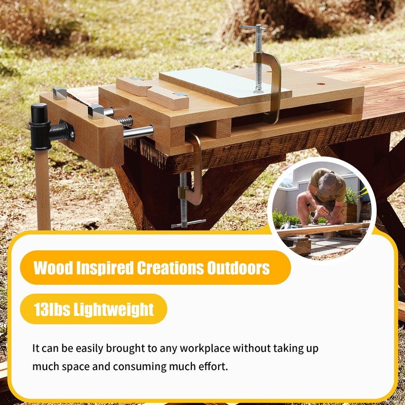 Woodworking Bench Vise Hard Wood Vise Portable Wood Workbench with