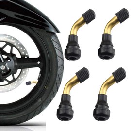 yuentoen PVR70 Roller Valve, Pack of 4 Tubeless Tyre Valves, Rim Valves, 90 Degrees, Brass Tubeless Valve, Tyre Rubber Valve for Motorcycles, Cars, Bikes, Scooters