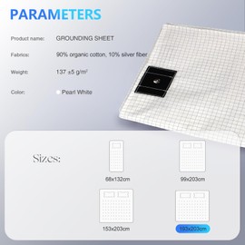 Grounding Mat Earthing UK, Grounding Bed Sheet with 10% Silver Fiber & 90% Organic Cotton for Improved Sleep Natural Wellness and Healthy Earth Energy Mat (193×203CM)