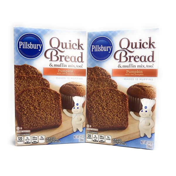 Pillsbury Pumpkin Quick Bread & Muffin Mix (Pack of 2) 14 oz Boxes