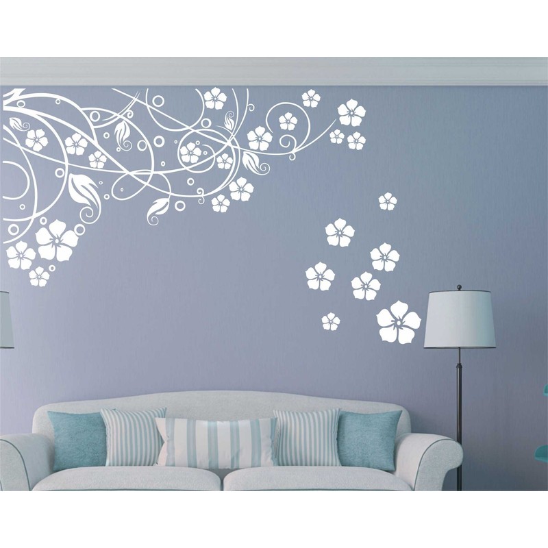 Vine Wall Sticker and Sticker Design with Flower Size (59x91)