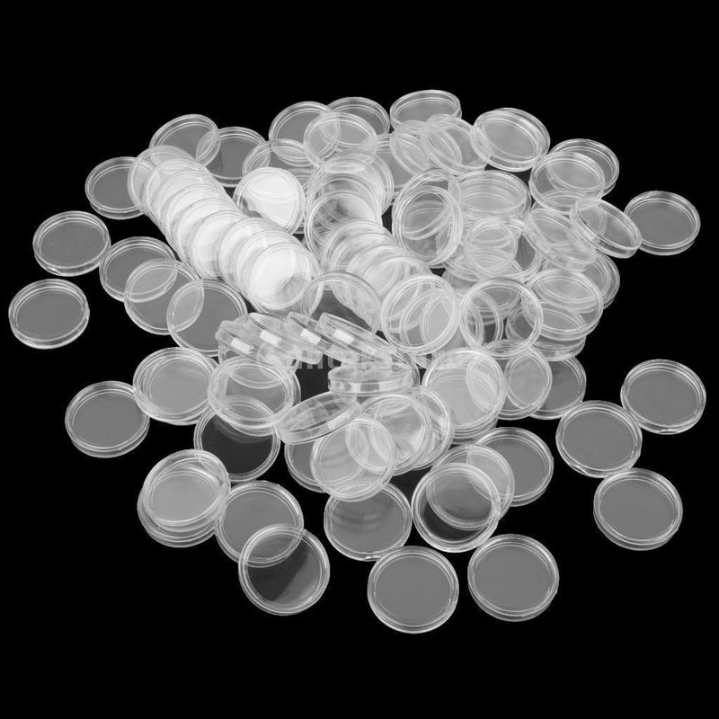 zalati Coin Holder Capsules 100pcs Round Plastic Coin Container Storage