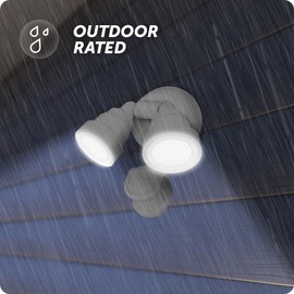 Globe Electric 180-Degree 15W Twin Head White 1400 Lumens Hardwired Motion Activated Outdoor Integrated LED Flood Light Security Light, Outdoor, Outside House Lights