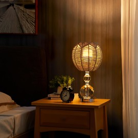 Healeved Wicker Lamp Shade Rattan Woven Cover Hanging Lamp Lantern Hotel Tea Woven Lampshade Rattan Lamp Shade