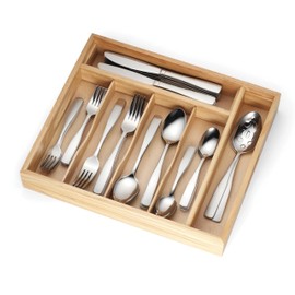 Cambridge 263K7CSLG31 Madison 62-Piece Flatware Set With Oak Tray