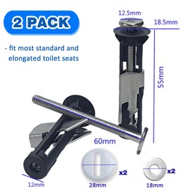 NICECONE 2 Pack Universal Toilet Seat Bolts Kit, Quick Release Toilet Seat Replacement Parts Kit Fixing Hinge Mount Spare Parts Heavy Duty Toilet Seat Locking Bolt Bathroom Toilet Repair Screw